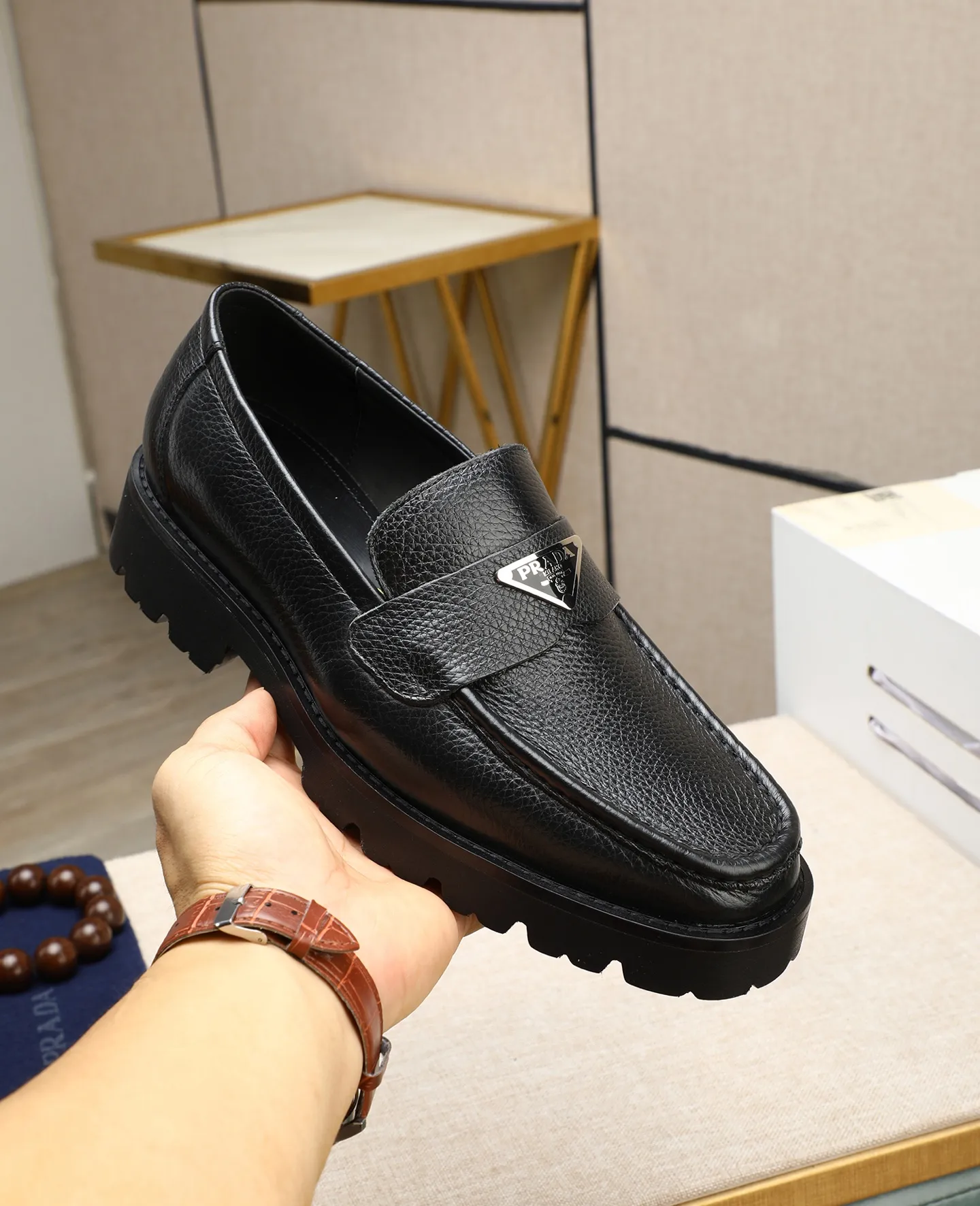 Men's men's shoes 💰540 (water-dyed cow leather) 📛📛PRADA high-end 20 counter latest model formal business leather shoes 👔 original version of the highest quality! Imported from Italy🇮🇹First layer calfskin fabric➕Cowhide lining Original outsole Formal size: 38➖45